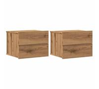 vidaXL Mesitas de Noche de Pared 2 uds Color Roble Artisan 40x32x30 cm, mesita de Noche Flotante, mesilla de Noche, Armario, mesita de Noche