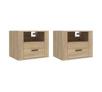 Vidaxl mesitas de noche de pared 2 uds color roble sonoma 50x36x40 cm