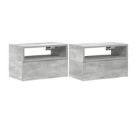 vidaXL Mesitas de Noche de Pared 2 uds Gris hormigón 45x26x28,5 cm, mesita de Noche Flotante, mesilla de Noche, Armario, mesita de Noche