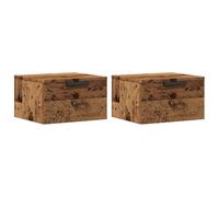 vidaXL Mesitas de Noche de Pared 2 uds Madera Envejecida 34x30x20 cm, mesita de Noche Flotante, mesilla de Noche, Armario, mesita de Noche