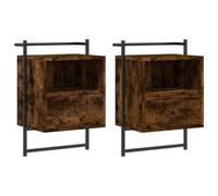 Mesitas De Noche De Pared 2 Unidades Roble Ahumado 40x30x61 Cm Vidaxl