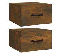 Vidaxl mesitas de noche de pared 2 uds roble ahumado 35x35x20 cm