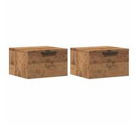 vidaXL Mesitas de Noche de Pared 2 uds Roble Artisan 34x30x20 cm, mesita de Noche Flotante, mesilla de Noche, Armario, mesita de Noche