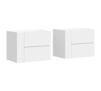 vidaXL Mesitas de Noche de Pared 2 Unidades Blanca 45x30x35 cm, Armario de almacenaje, Armario Colgante de Pared, Armario de almacenaje Flotante