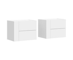 vidaXL Mesitas de Noche de Pared 2 Unidades Blanca 45x30x35 cm, Armario de almacenaje, Armario Colgante de Pared, Armario de almacenaje Flotante
