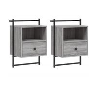 Vidaxl mesitas de noche de pared 2 unidades gris sonoma 40x30x61 cm