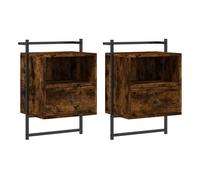 Mesitas De Noche De Pared 2 Unidades Roble Ahumado 40x30x61 Cm Vidaxl