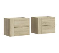 vidaXL Mesitas de Noche de Pared 2 Unidades Roble Sonoma 45x30x35 cm, Armario de almacenaje, Armario Colgante de Pared, Armario de almacenaje Flotante