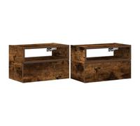 vidaXL Mesitas de Noche de Pared 2uds Color Roble Ahumado 45x26x28,5cm, mesita de Noche Flotante, mesilla de Noche, Armario, mesita de Noche