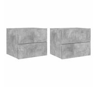 vidaXL Mesitas de Noche de Pared con Luces LED 2 uds, Armarios Auxiliares de Almacenaje, Armario para Salón Pasillo, Madera Gris Hormigón