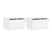 vidaXL Mesitas de Noche de Pared con Luces LED 2 Unidades Blanco