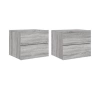 Vidaxl mesitas de noche de pared con luces led 2 unidades gris sonoma