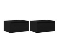 vidaXL Mesitas de noche de pared con luces LED – 2 unidades Roble negro