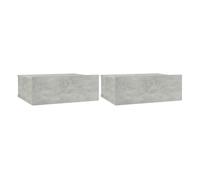 Vidaxl mesitas de noche flotantes 2 ud madera ingeniería gris hormigón