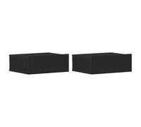 vidaXL 2X Mesitas de Noche Flotantes Contrachapada Mobiliario Elegantes Clásicas Prácticas Duraderas Resistentes Funcionales Negras 40x30x15cm