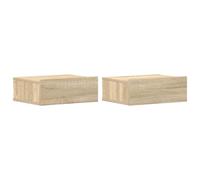 vidaXL 2X Mesitas de Noche Flotantes Contrachapada Elegantes Clásicas Modernas Prácticas Duraderas Resistentes Funcionales Roble Sonoma 40x30x15cm