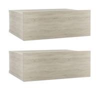 Vidaxl mesitas de noche flotantes 2 uds contrachapada roble 40x30x15cm