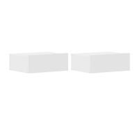 vidaXL 2X Mesita de Noche Flotante Madera Contrachapada Blanco 40x30x15 cm Mesilla Cama