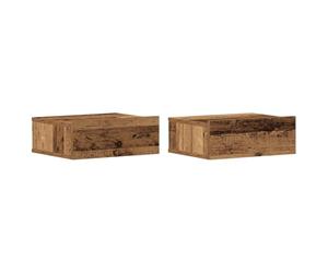 vidaXL Mesitas de Noche flotantes 2 uds Madera Vieja 40x32x15 cm