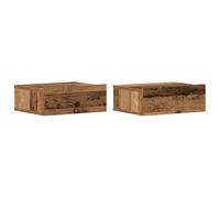 vidaXL Mesitas de Noche flotantes 2 uds Madera Vieja 40x32x15 cm, mesita de Noche, Mueble de Cama, Mesa Auxiliar para Dormitorio, mesita de Noche