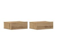 vidaXL Mesitas de Noche flotantes 2 uds Roble Artesanal 40x32x15cm, mesita de Noche, Mueble de Cama, Mesa Auxiliar para Dormitorio, mesita de Noche