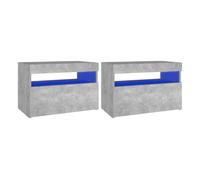 vidaXL Mesitas de noche Pack de 2 con LED Gris hormigón 60x35x40 cm