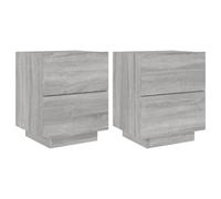 vidaXL Mesitas de Noche Luces LED 2 uds, Armarios Auxiliares, Mesas de Cama, Muebles para Dormitorio, Madera de Ingeniería Gris Sonoma