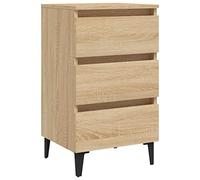 vidaXL Mesitas de Noche Patas Aparador Auxiliar Armario Cama Dormitorio Habitación Organizador Almacenamiento Metálicas y Roble Sonoma 40x35x69 cm