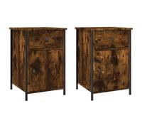vidaXL Mesitas Noche 2 uds Madera contrachapada Roble Humo 40x42x60 cm