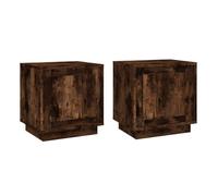 Vidaxl mesitas noche 2 uds madera contrachapada roble humo 44x35x45 cm