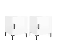 Vidaxl mesitas noche 2 uds madera ingeniería blanco brillo 40x40x50 cm