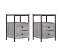 vidaXL Mesitas Noche 2 uds Madera ingeniería Gris Sonoma 34x35,5x50 cm