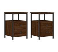 vidaXL Mesitas Noche 2 uds Madera ingeniería marrón Roble 34x35,5x50cm