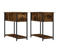 vidaXL Mesitas Noche 2 uds Madera ingeniería Roble Ahumado 30x60x60 cm