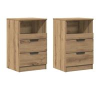 vidaXL Mesitas Noche 2 uds Madera ingeniería Roble Artisan 40x36x65 cm, Mesa Auxiliar, Armario Auxiliar, mesilla de Noche, Mesa de Noche