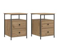 vidaXL Mesitas Noche 2 uds Madera ingeniería Roble Artisan 44x45x60 cm, mesita Auxiliar, Mesa Auxiliar, Soporte para teléfono