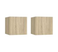 Vidaxl mesitas noche 2 uds madera ingeniería roble sonoma 30,5x30x30cm