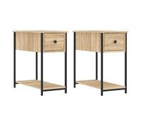 Vidaxl mesitas noche 2 uds madera ingeniería roble sonoma 30x60x60 cm
