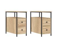 Vidaxl mesitas noche 2 uds madera ingeniería roble sonoma 30x60x60 cm