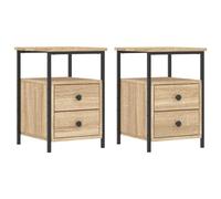vidaXL Mesitas Noche 2 uds Madera ingeniería Roble Sonoma 34x35,5x50cm