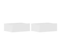 vidaXL 2X Mesita de Noche Flotantes Contrachapada Elegantes Clásicas Modernas Prácticas Duraderas Resistentes Funcionales Blanco Brillo 40x30x15cm