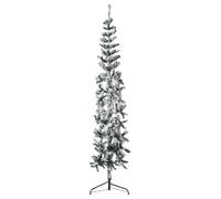 vidaXL Mitad árbol Navidad Artificial Delgado con Nieve 210 cm