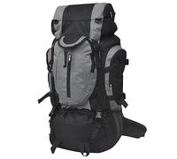 vidaXL Mochila Excursionismo XXL Impermeable Poliéster 600D 75 L Negro y Gris
