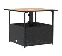 vidaXL Mesa de jardín Agujero de sombrilla ratán Negro 55x55x46,5 cm, Mesa de Exterior, Mesa de Comedor de jardín, Muebles de jardín, Mesa de Patio