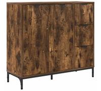 vidaXL Moderno mueble auxiliar rectangular de madera de roble ahumado, con mucho espacio de almacenamiento, patas ajustables, medidas 89,5 x 33 x 82 cm, diseño elegante, perfecto para el salón o el