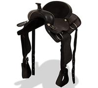 vidaXL Montura Occidental Cabezada y Pechera Cuero Real 17" Negra Equitación