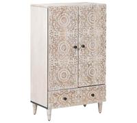 vidaXL Mueble Alto con cajón 60 x 33,5 x 100 cm Madera de Mango Maciza, Sala de Estar, Espacios Modernos y Luminosos para Relajarse, Muebles Elegantes, decoración artística, iluminación eficiente