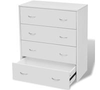 vidaXL Mueble Aparador de Habitación 4 Cajones Madera Blanco Cómoda Cajonera