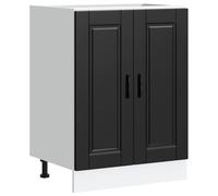 vidaXL Mueble bajo de cocina Porto Black Engineered Wood Storage Unit, 60 x 46 x 81,5 cm, armario de despensa moderno con patas ajustables, amplio espacio de almacenamiento y diseño elegante