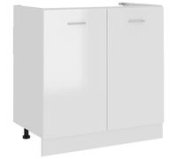 vidaXL Armario de Cocina Mueble Mobiliario Duradero Mesa Trabajo Almacenamiento Cuenco Plato Olla Alacena Contrachapada Blanco con Brillo 80x46x81,5cm